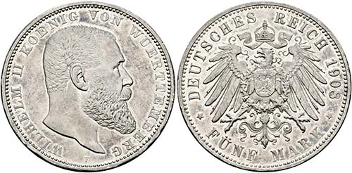 Wilhelm II. 1891-1918 - 5 Mark ... 
