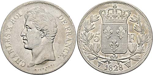 Karl X. 1824-1830 - 5 Francs 1828 ... 