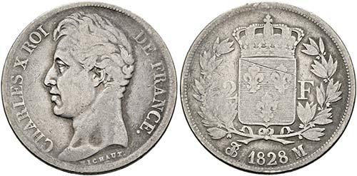 Karl X. 1824-1830 - 2 Francs 1828 ... 