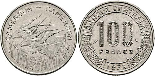KAMERUN - 100 Francs 1972  KM:16 ... 