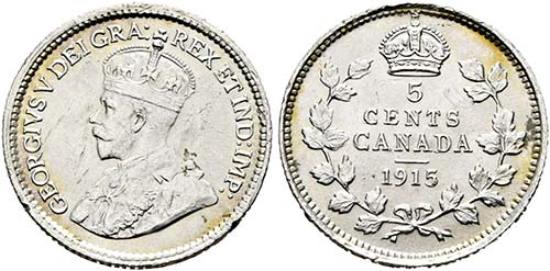 George V. 1910-1936 - 5 Cents 1915 ... 