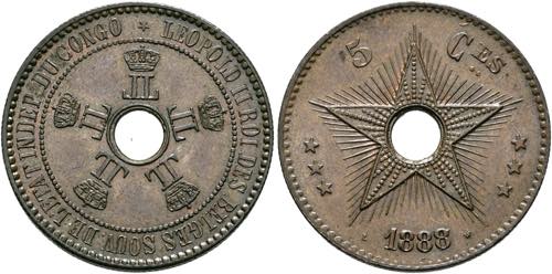 Belgisch Kongo5 Centimes 1888 aus ... 