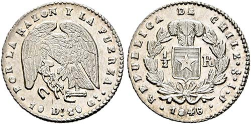 CHILE - Republik - 1/2 Real 1846 ... 