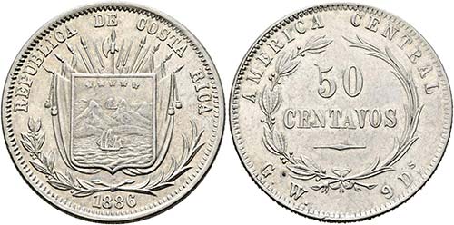 COSTA RICA - 50 Centavos 1886  - ... 