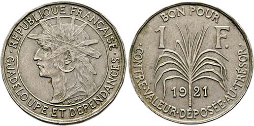 GUADELOUPE - Franc 1921  - KM:46 - ... 