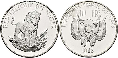 NIGER - 10 Francs 1968 Rv. ... 