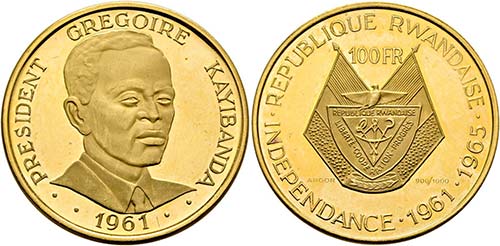 RUANDA - 100 Francs (30g) 1965 ... 