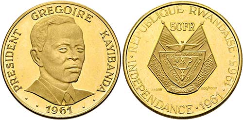 RUANDA - 50 Francs (15g) 1965  ... 