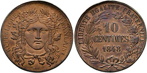 FRANKREICH - 10 Centimes 1848 ... 