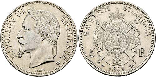 Napoleon III. 1852-1870 - 5 Francs ... 