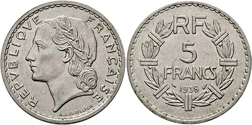 FRANKREICH - 5 Francs (Nickel) ... 