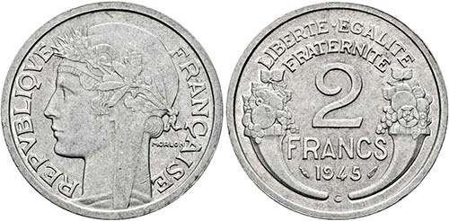 FRANKREICH - 2 Francs 1945 C ... 