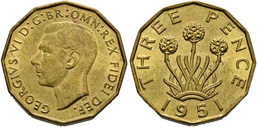 Georg VI. 1936-1952 - 3 Pence 1951 ... 