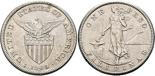 PHILIPPINEN - 1 Peso 1909 S KM:172 ... 