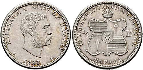 Kalakaua 1874-1891 - 1/4 Dollar ... 