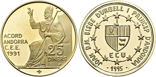 ANDORRA - 25 Diners 1995 (4,52g ... 