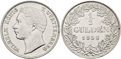 Wilhelm I. 1816-1864 - 1/2 Gulden ... 