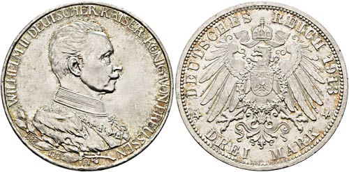 Wilhelm II. 1888-1918 - 3 Mark ... 