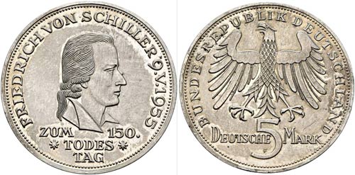 Bundesrepublik - 5 DM 1955 F, ... 