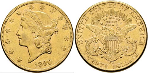 U S A - 20 Dollars 1890 CC Carson ... 