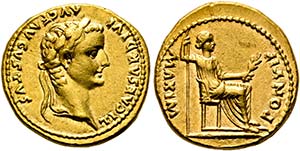 (D)   Tiberius (14-37).  Aureus (7,75 g), ... 