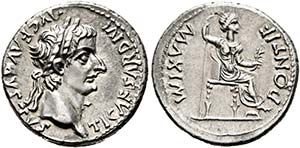 (D)   Tiberius (14-37).  Denarius (3,77 g), ... 