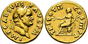 (D)   Vespasianus (69-79).  Aureus (7,30 g), ... 