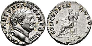 (D)   Vespasianus (69-79).  Denarius (3,59 ... 