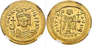(D)   Mauricius Tiberius (582-602).  Solidus ... 
