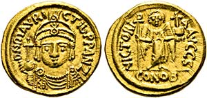 (D)   Mauricius Tiberius (582-602).  Solidus ... 