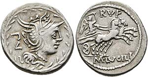M. Lucilius Rufus - Denarius (3,88 g), Roma, ... 