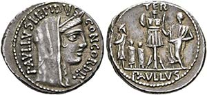 L. Aemilius Lepidus Paullus - Denarius (3,91 ... 