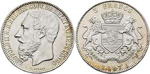  Belgisch Kongo - 5 Francs 1887 Brüssel  ... 