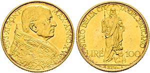 Pius XI. 1922-1939 - 100 Lire (5,2g) 1936 ... 
