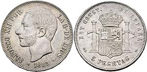 Alfonso XII. 1874-1885 - 5 Pesetas 1885/1887 ... 
