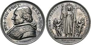 Pius VIII. 1829-1830 - AR-Medaille (33,01g), ... 