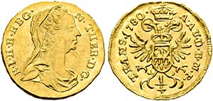 Maria Theresia 1740-1780 - 1/4 Dukat (0,86g) ... 