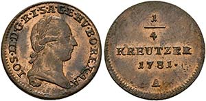 Josef II. 1765-1790 - 1/4 Kreuzer 1781 A ... 