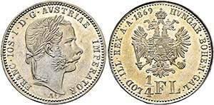 Franz Joseph 1848-1916 - 1/4 Gulden 1869 A ... 