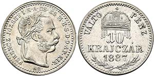 Franz Joseph 1848-1916 - 10 Krajczar 1887 KB ... 