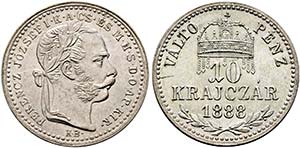 Franz Joseph 1848-1916 - 10 Krajczar 1888 KB ... 