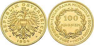 1. Republik 1918-1938 - 100 Kronen 1924 Wien ... 