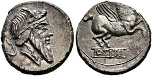 Q. Titius - Denarius (3,87 g), Roma, 90 v. ... 