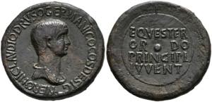 Nero (54-68) - als Caesar 50-54. Sestertius ... 