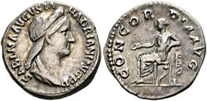 Sabina (128-136) - Denarius (3,36 g), Roma, ... 