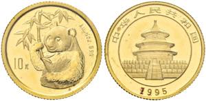 CHINA - 10 Yuan 1995, 1/10 Unze, Panda, ... 