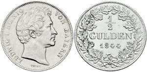Ludwig I. 1825-1846 - 1/2 Gulden 1844 ... 