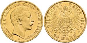 Wilhelm II. 1888-1918 - 20 Mark (7,95g) 1899 ... 