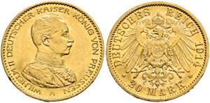 Wilhelm II. 1888-1918 - 20 Mark (7,97g) 1914 ... 