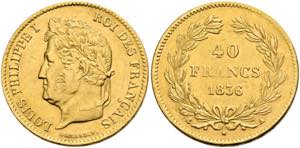 Ludwig Philipp 1830-1848 - 40 Francs 1836 A ... 